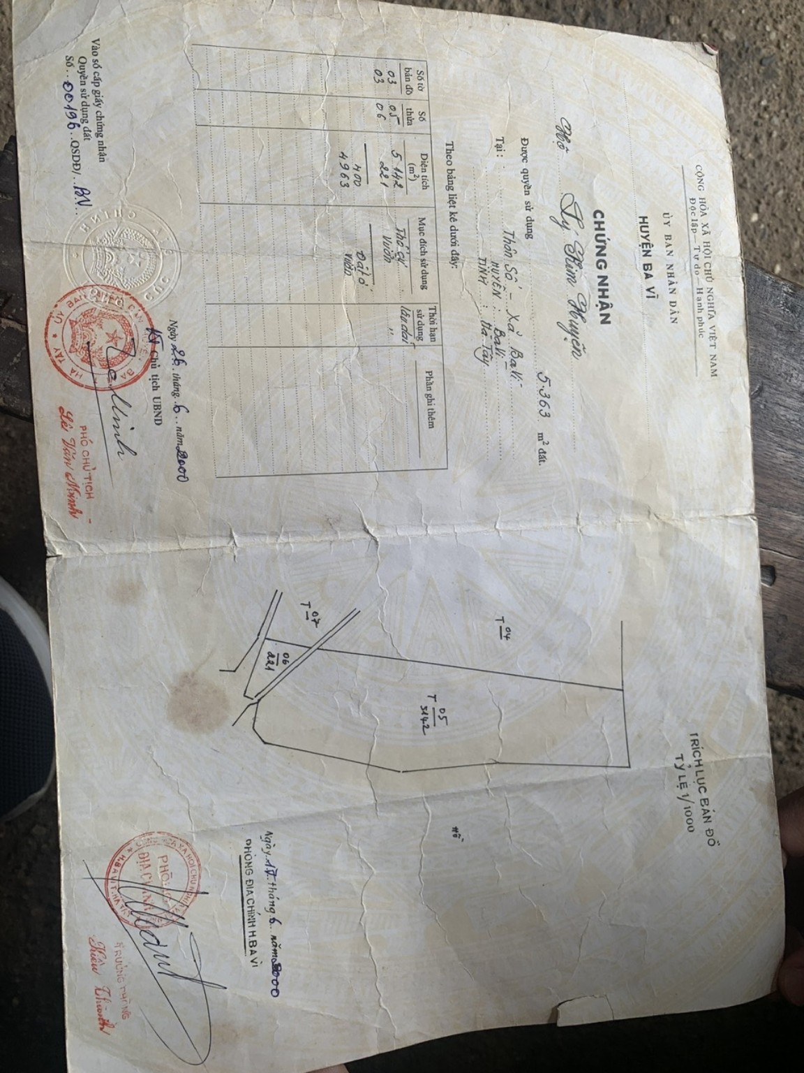 BV13 — giấy chứng nhận cũ