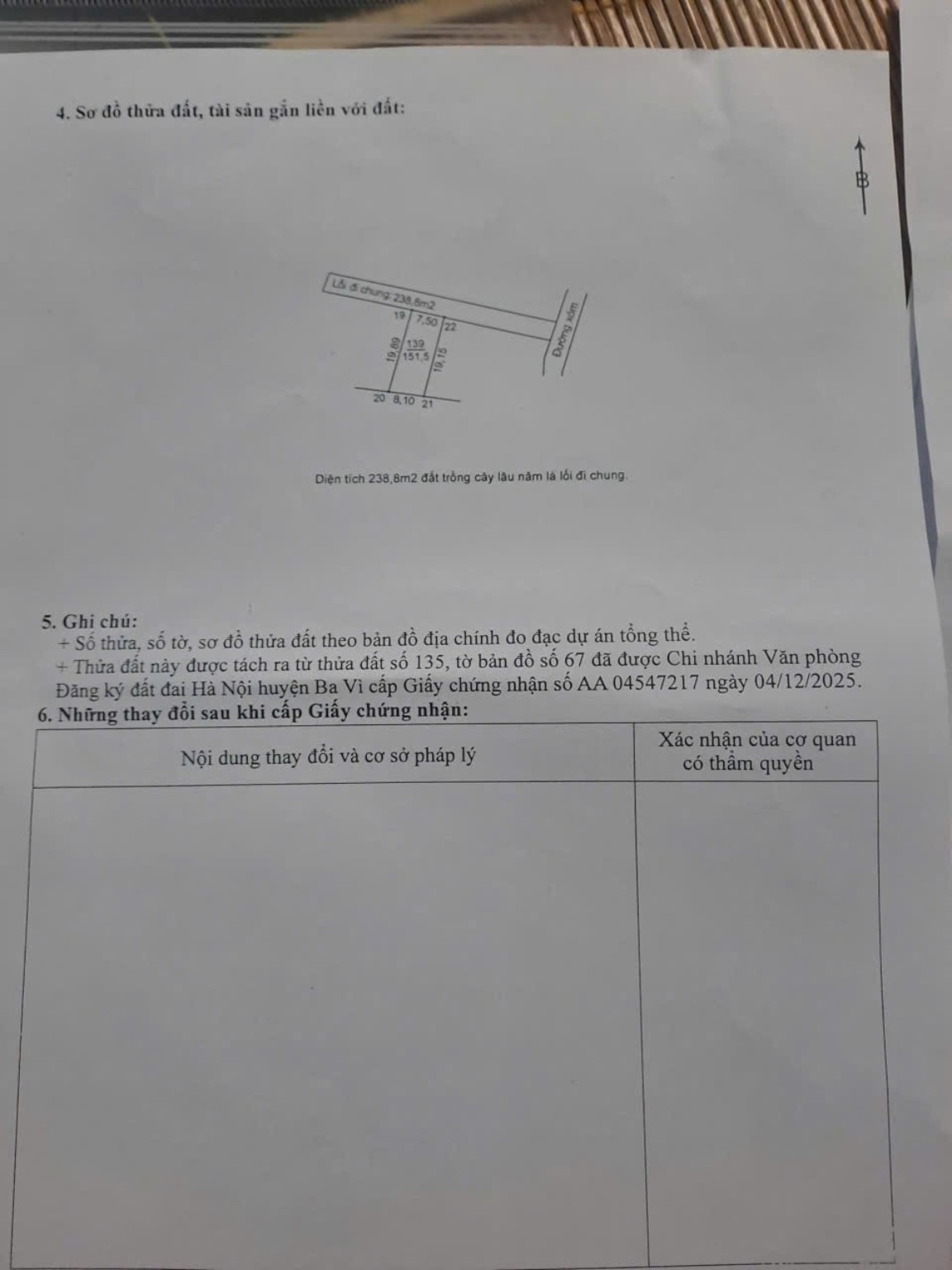 Sơ đồ thửa 139 và lối đi chung