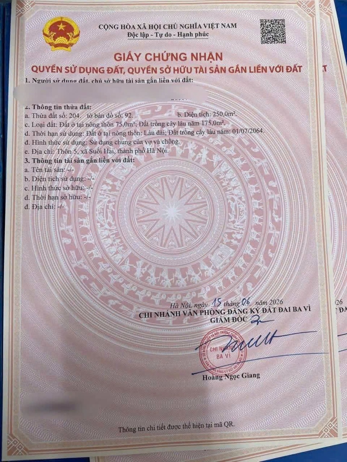 BV30 — Thông tin giấy chứng nhận