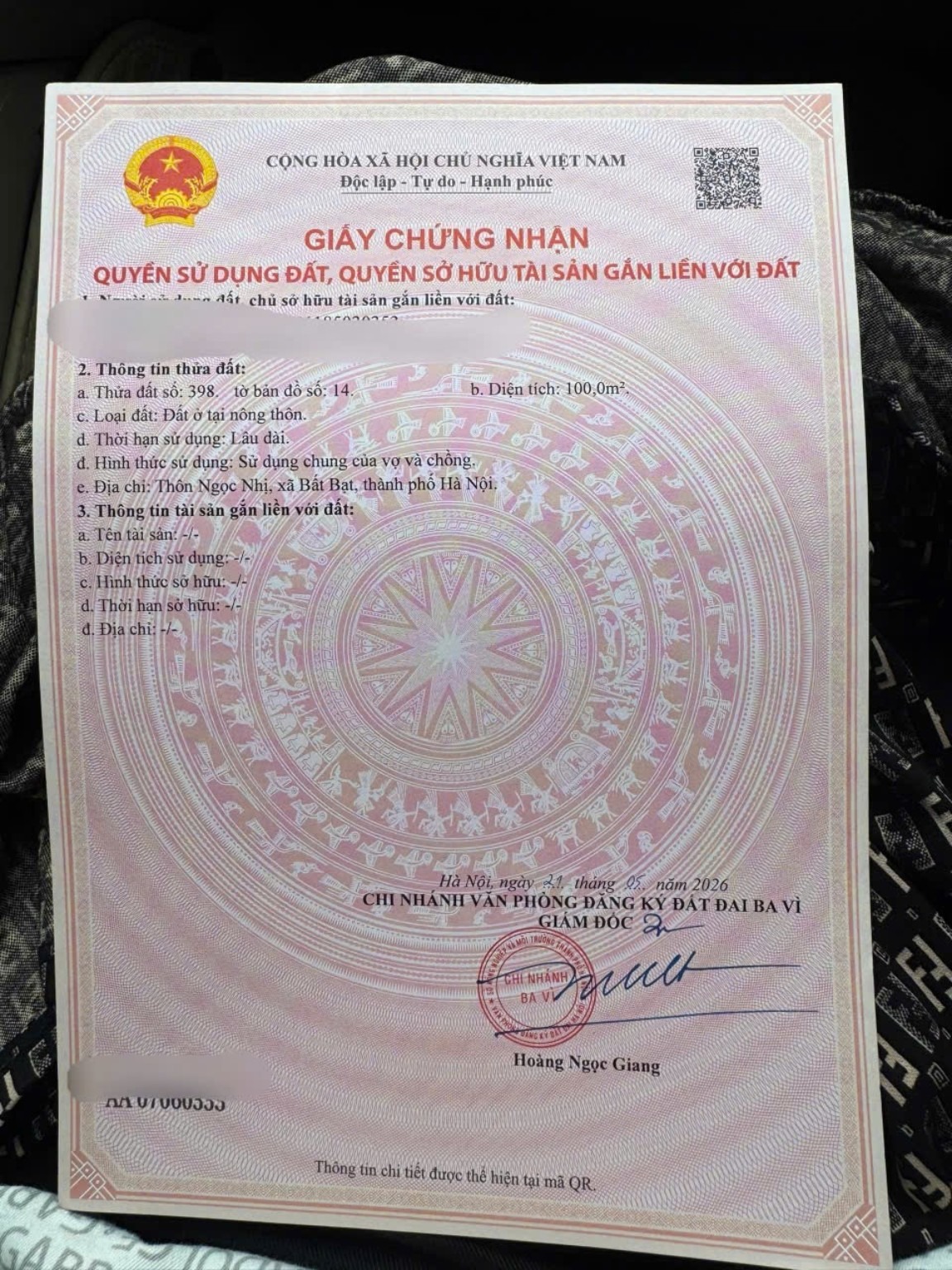 BV34 — Thông tin giấy chứng nhận